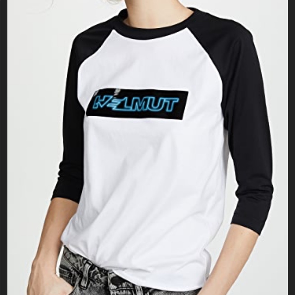 Helmut Lang Pigeon Logo Baseball T-Shirt